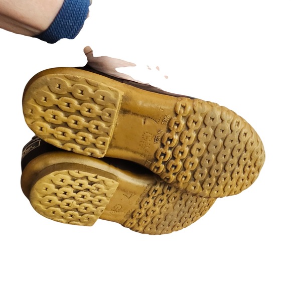 Vintage LL Bean Maine Hunting Shoe Duck Boots Tan Brown Leather Ankle Mens 7 USA - Picture 8 of 10